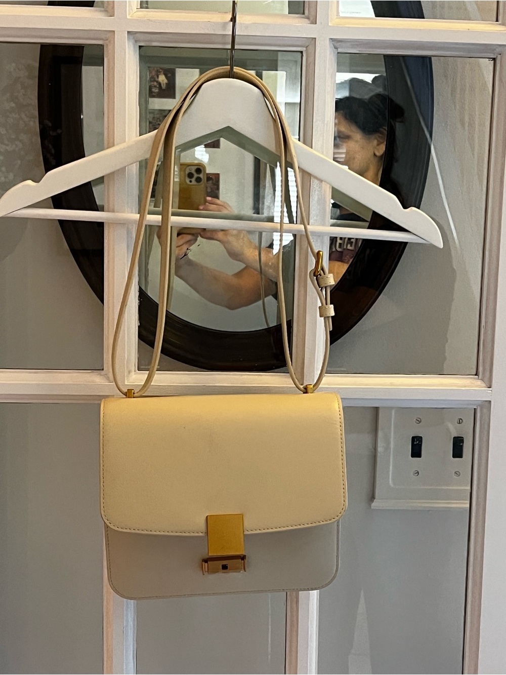 Quince Cream Crossbody Bag with Gold Hardware